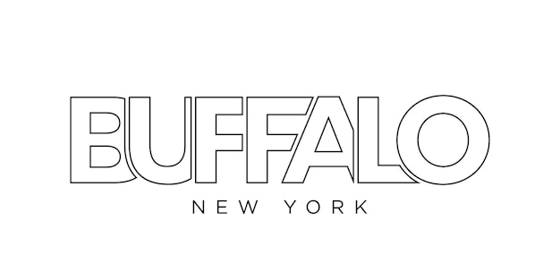Buffalo New York USA 타이포그래피 슬로건 디자인 인쇄 및 웹용 그래픽 도시 문자가 포함된 America 로고