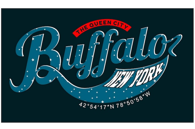 Buffalo new york design tipografico vintage in abbigliamento tshirt con illustrazione vettoriale e altri usi