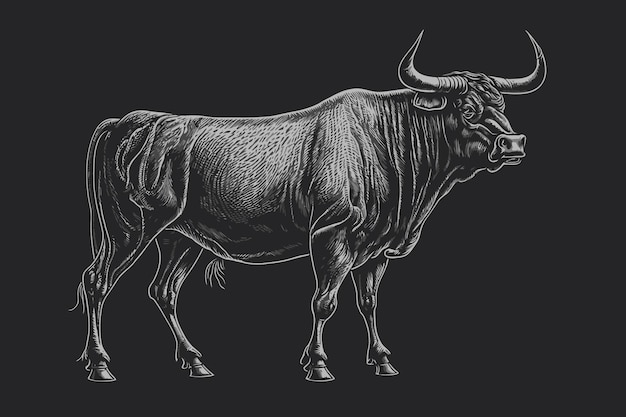 Buffalo sketch Wild Buffalo Black color in sketch style Vector illustration