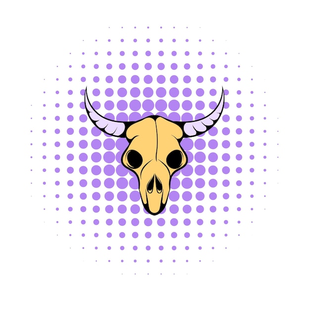 Vector buffalo skull icon in comics style on a white background