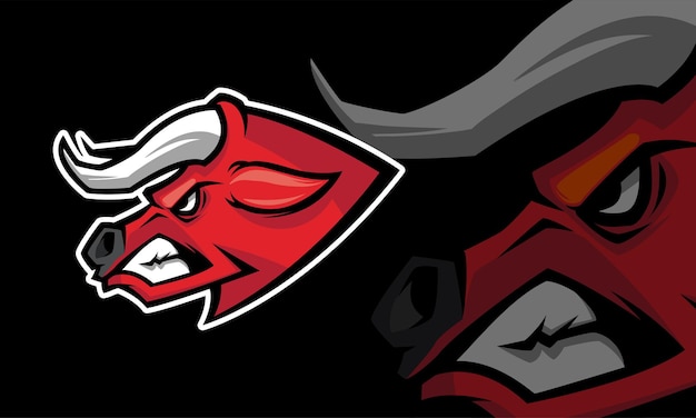 Buffalo sport gaming mascotte logo sjabloon Premium Vector