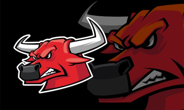 Buffalo sport gaming mascotte logo sjabloon Premium Vector