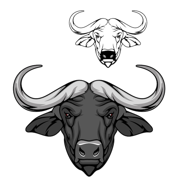 Buffalo stier hoofd pictogram wilde dieren mascotte