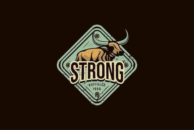 Vector buffalo strong premium logo vintage stamp