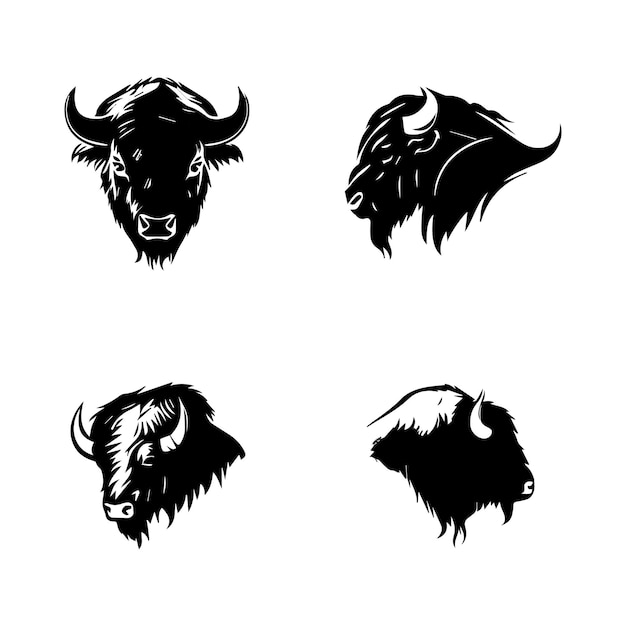 buffel hoofd logo collectie set hand getekende illustratie