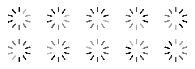 Buffering circle set in grey color vector image rounded style Loading indicator vector icon set
