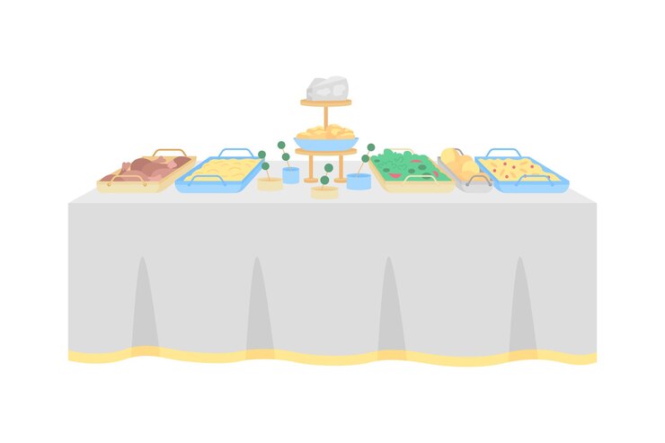 Vector buffet table for wedding reception flat color object
