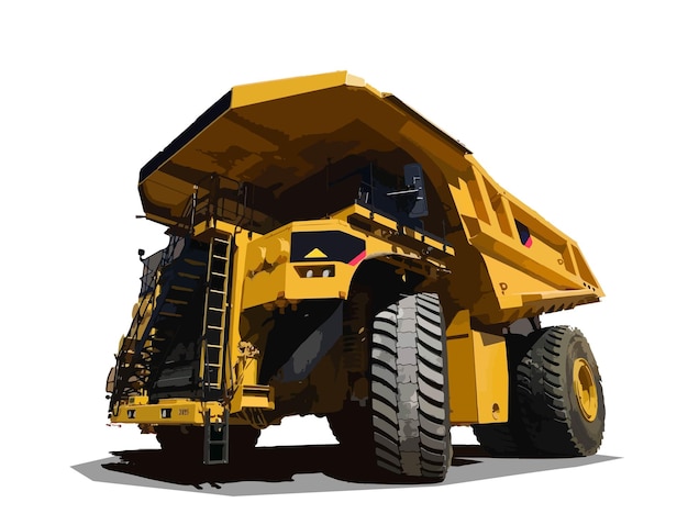 bug dump truck Front side view. Vector illustration on a white background. Cargo transportation