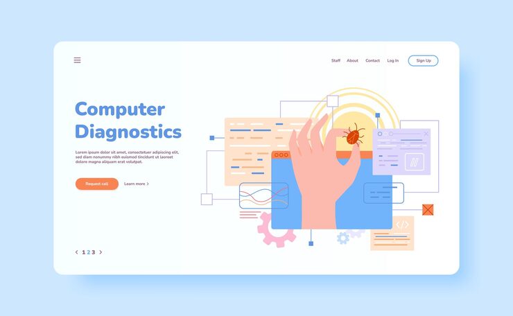 Vector 修复错误网站测试员开发人员修复api代码错误系统通信软件支持质量安全自动化服务测试恶意软件硬件概念向量插图