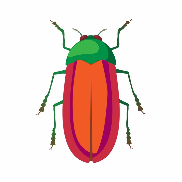 Vector bug icon in cartoon style isolated on white background