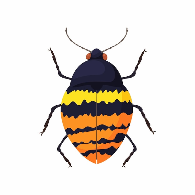 Vector bug icon in cartoon style isolated on white background