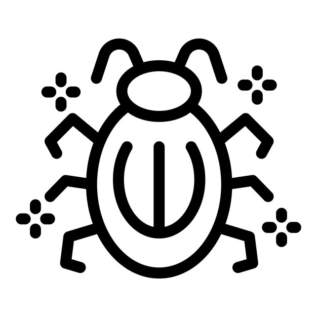 Bug icon representing software glitch being solved