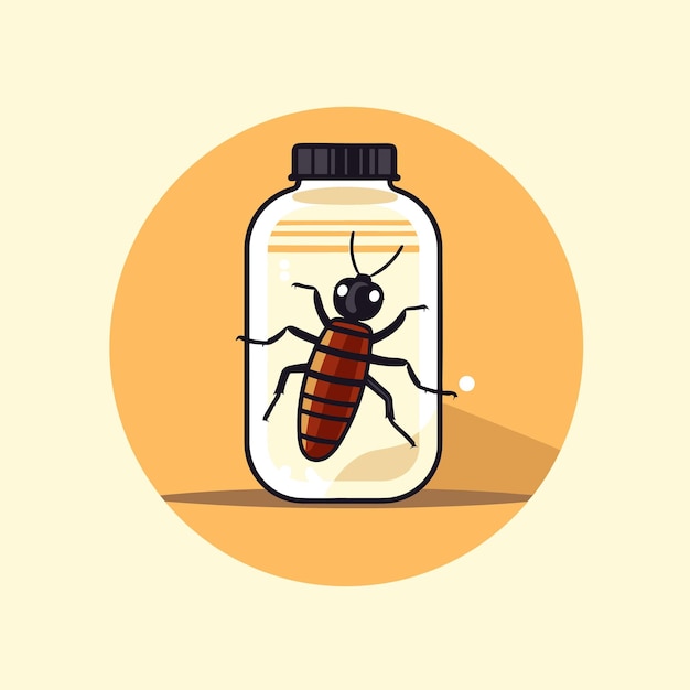 A bug in a jar on a yellow background