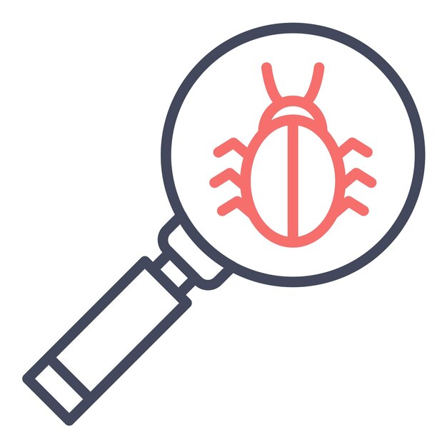 Bug Search Vector Illustration Style