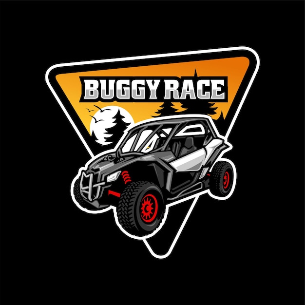 Buggy extreme sport illustratie embleem logo vector op zwarte achtergrond