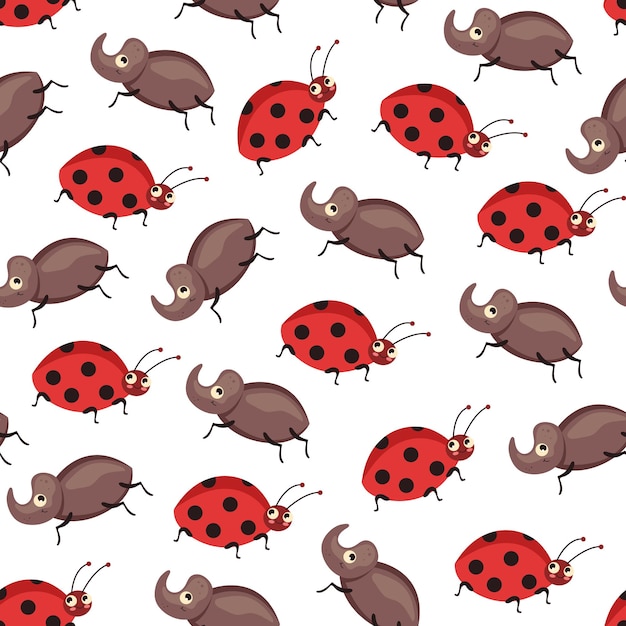 Bugs insects abstract seamless pattern cover background design element illustration