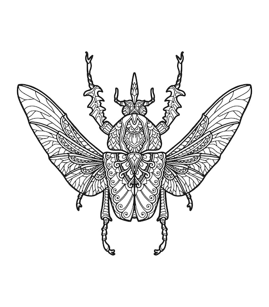 Bugs mandala design for coloring book or t shirt design print
