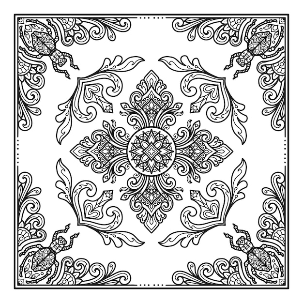 Bugs mandala-ontwerp voor print van bandana of t-shirtontwerp