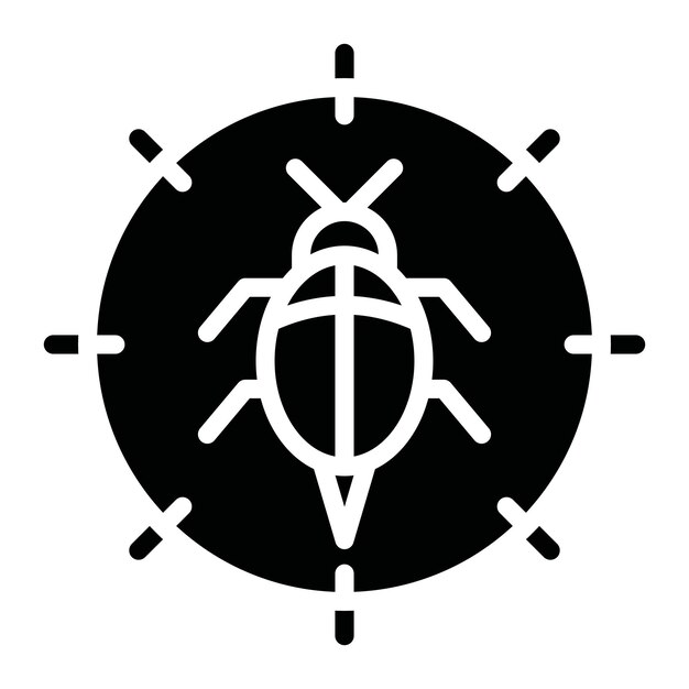 Bugtracking Glyph Solid Zwarte illustratie