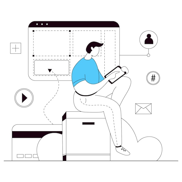 buiding website vector illustration flat line