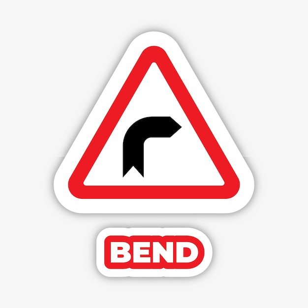 Buig verkeersbord bewerkbaar modern vectorpictogram en teksteffectontwerp