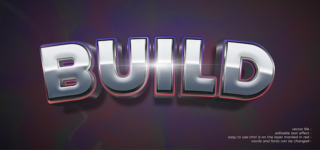 Vector build 3d strong style editable font effect