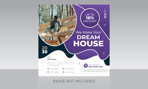 Build House Apartment Social media post construction flyer square poster template