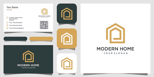 Построить дом логотип в стиле арт-линии. домашняя страница аннотация для логотипа вдохновения.
