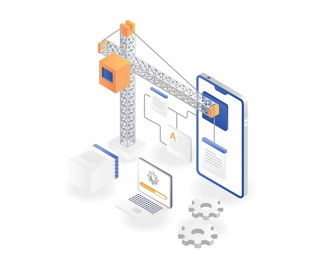 Vector build smartphone app with crane