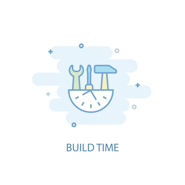 Build time line concept. Simple line icon, colored illustration. Build time symbol flat design. Can be used for UI/UX