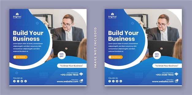 Build your business and digital marketing agency flyer square instagram social media post banner