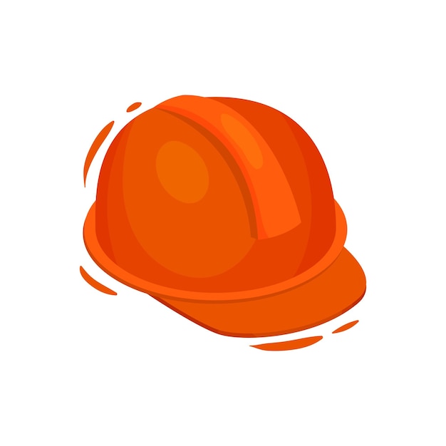 Концепция головного убора строителя Оранжевый защитный шлем для строителей Профессиональная шляпа Профессиональный головной убор Униформа для рабочего Векторная плоская иллюстрация