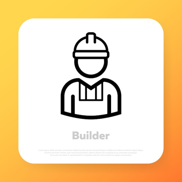 Builder icon. Engineer worker. Construction industry. Vector line icon for Business and Advertising