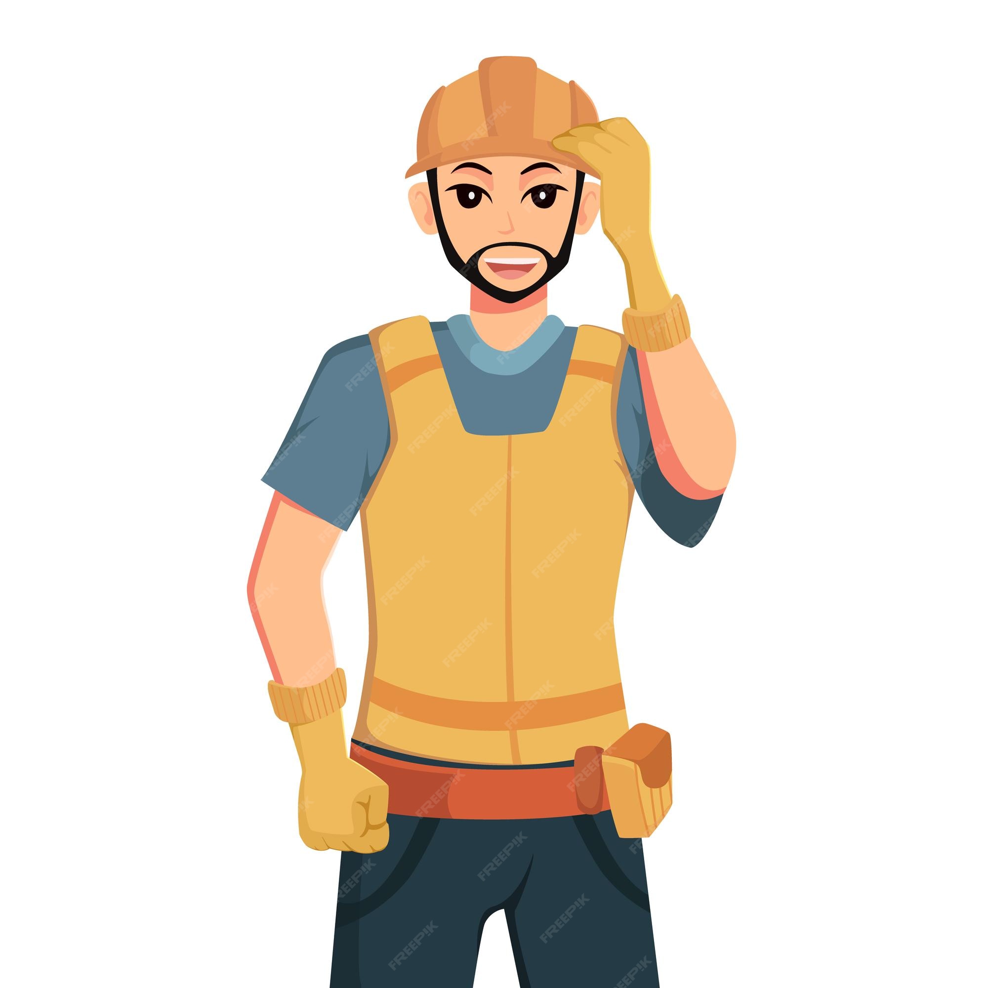 Premium Vector  Builder man character design illustration