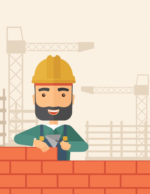 Man builder profession in flat design style. 2175723 Vector Art at