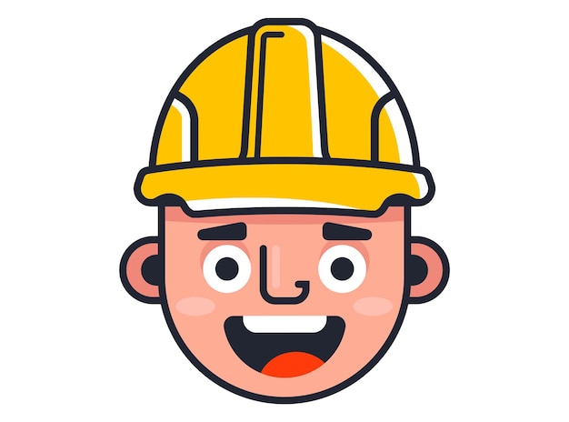 Builder in a yellow helmet. Cute character builder. flat vector illustration