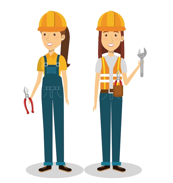 builders group avatars characters vector illustration design