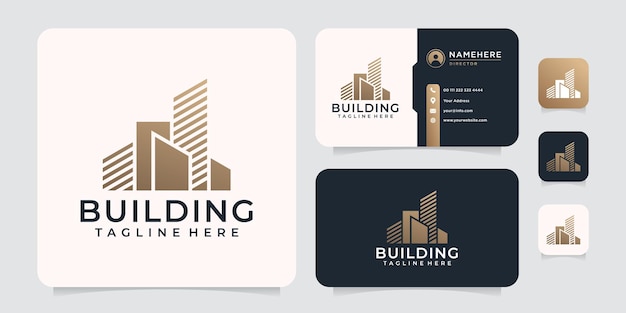 Building architecture creative gold logo