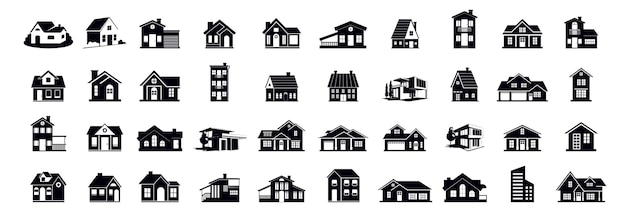 Building and architecture icons collection House and building icon set Vector illustration