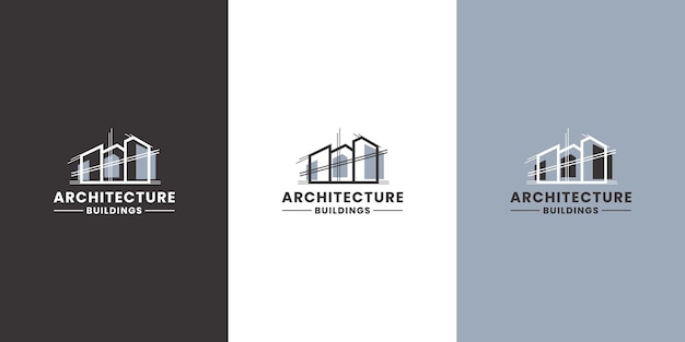 Progettazione del logo dell'architettura dell'edificio per l'appaltatore immobiliare e l'architetto