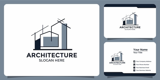 Дизайн логотипа архитектуры здания с дизайном логотипа абстрактной структуры и брендингом визитной карточки