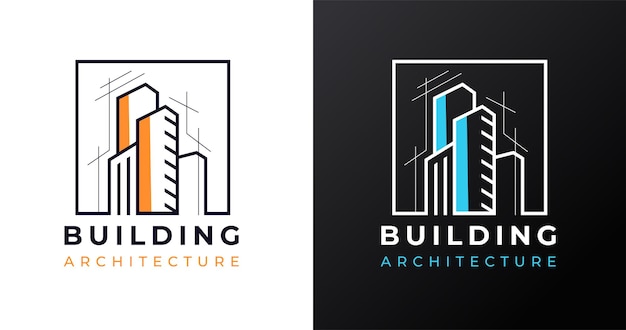 Progettazione di stile di arte della linea del logo di architettura dell'edificio