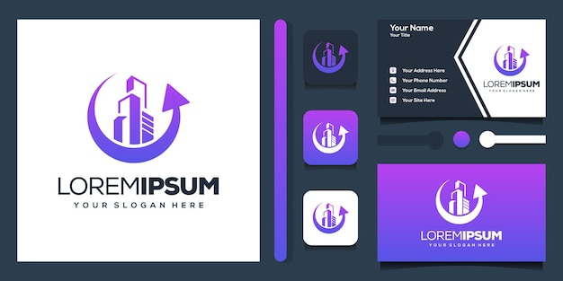 벡터 건물 화살표 현대 로고 명함 템플릿