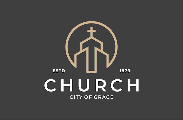 building church logo mark premium vector