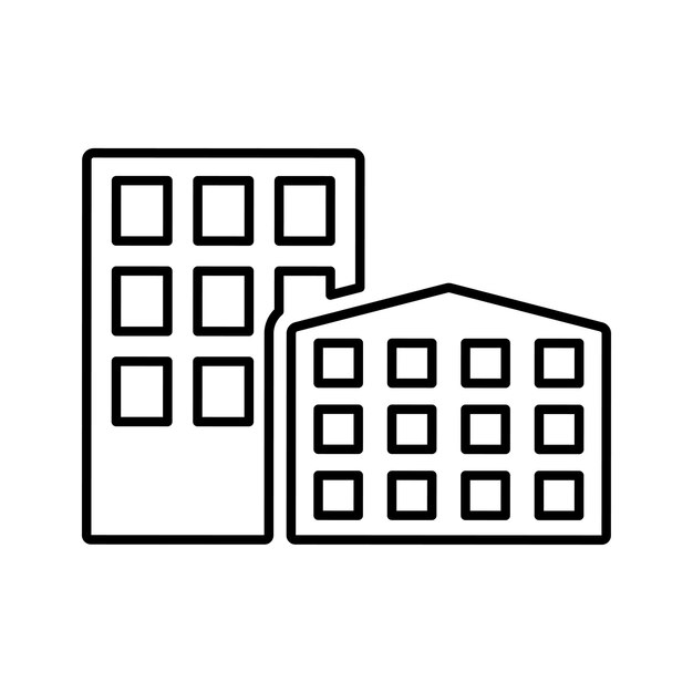 Vector building city enterprise office icon line outline design