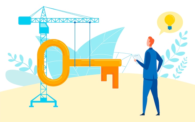 Vector building company ideas flat illustration
