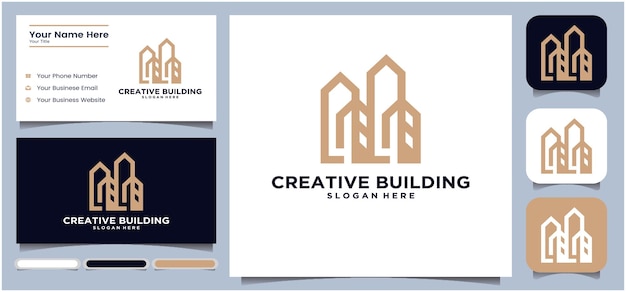 Logo aziendale di costruzione di edifici logo di linea geometrica logo aziendale di costruzione di edifici