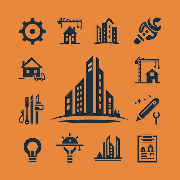 Building construction element logo vector