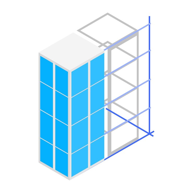 Vector building construction icon in isometric 3d style on a white background