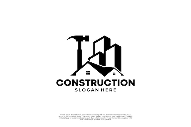 Modello di progettazione del logo della costruzione di edifici